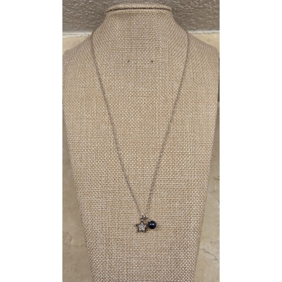 Vantel Pearls Jewelry - Vintage Sterling Silver Vantel Pearls Star & Blue Pearl Necklace 18"